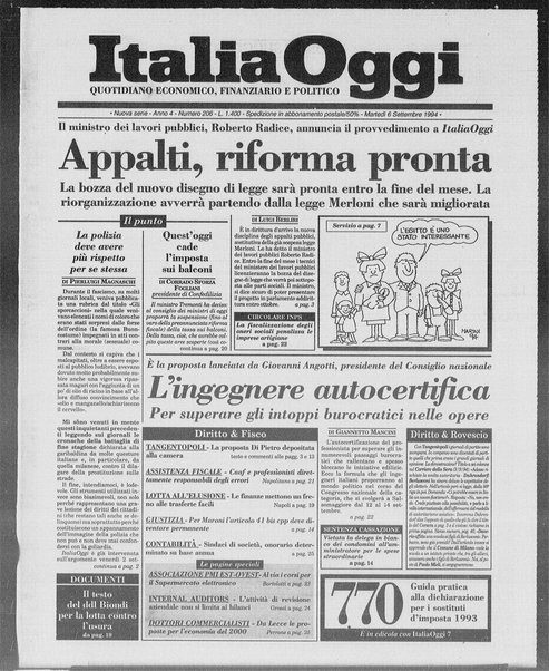 Italia oggi : quotidiano di economia finanza e politica